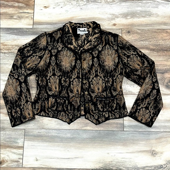Treadle Design Room VTG Single Breasted Button-Up Long Sleeve Paisley Blazer - Picture 6 of 12